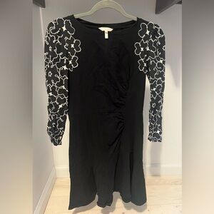 Rebecca Taylor Tai embroidered sleeve jersey dress, black & white, size 2
